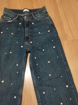 Pantalón Zara Perlas Azul