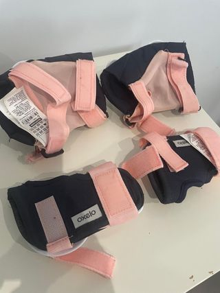 Lote de casco y protecciones rosa Decathlon Oxelo