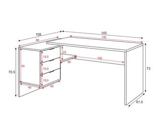 Conjunto de 4 mesas de Escritorio con Cajonera