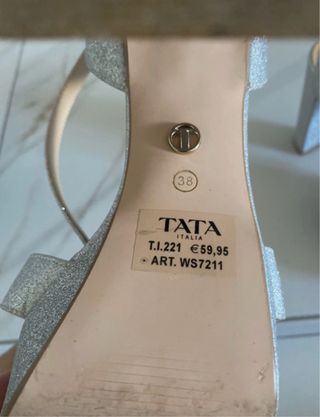 Sandali con tacco argento glitter