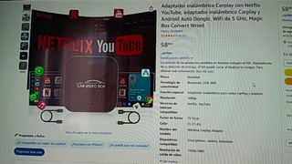 Adaptador CarPlay Android Auto WiFi Negro