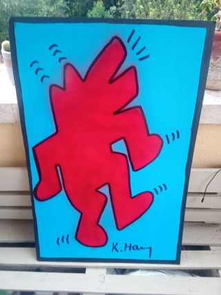 Quadro Keith Haring stilizzato rosso