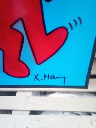 Quadro Keith Haring stilizzato rosso