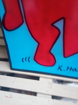 Quadro Keith Haring stilizzato rosso