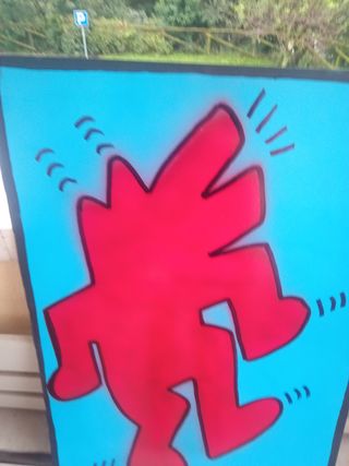 Quadro Keith Haring stilizzato rosso