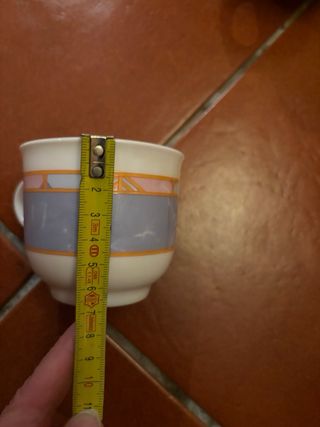 Coppia tazze celesti con decoro