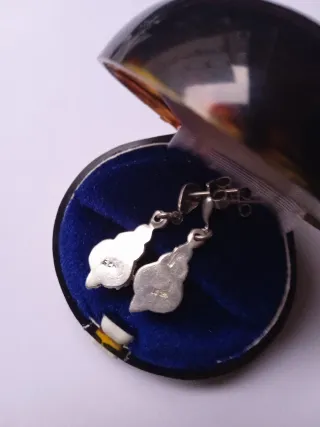 Pendientes Plata Antiguos Naranja .largo 3 cm.