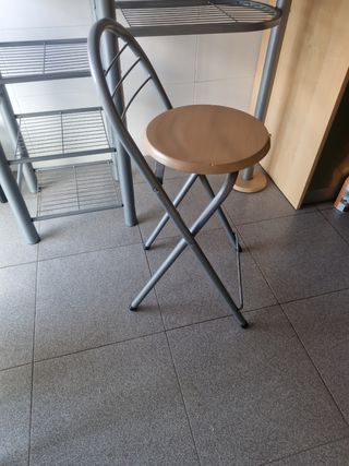 Mesa alta cocina barra americana madera y metal