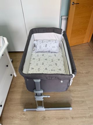 Minicuna gris bebé