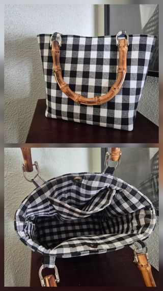 Bolso de mano con asas de bambú