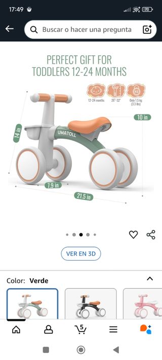 Bicicleta sin pedales para niños