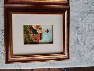 Set 3 Quadri Cornice Legno e Carta