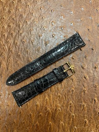 Correa de cocodrilo Rolex negra con hebilla de oro