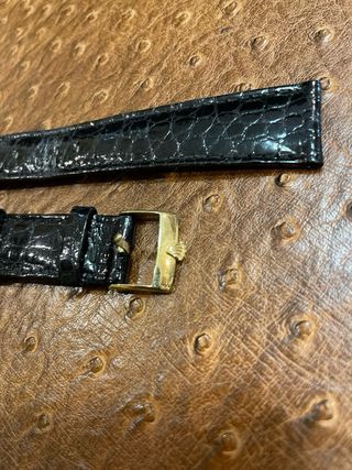 Correa de cocodrilo Rolex negra con hebilla de oro