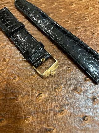 Correa de cocodrilo Rolex negra con hebilla de oro