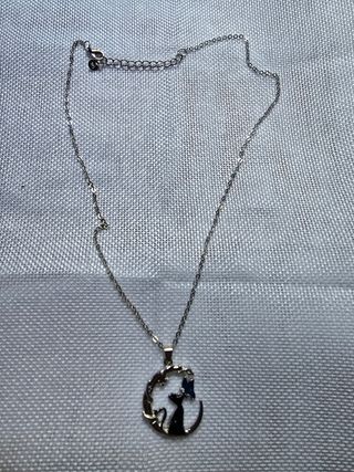 Colgante gato luna cadena plata 925