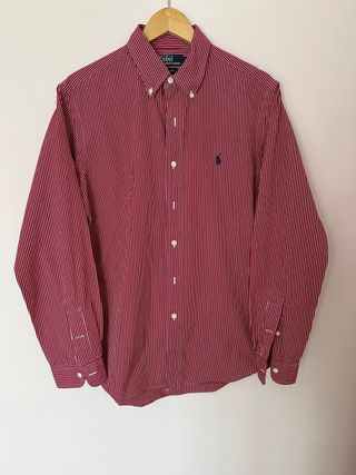Camisa Polo Ralph Lauren Rayas Rojas Talla L. 