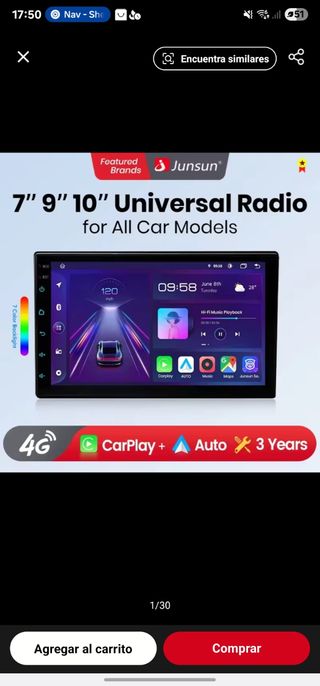 Pantalla Android 7" Universal 4/64GB NUEVA