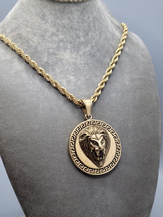 Colgante León Estilo Griego Dorado