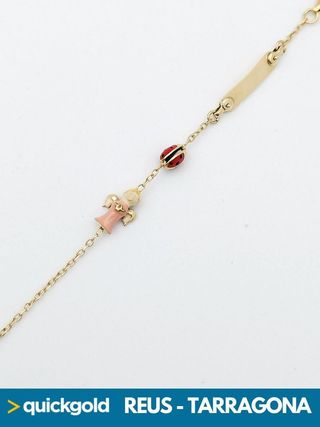 035-05-00407 PULSERA ORO 18K DE BEBE PLACA ANGEL
