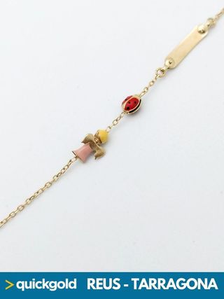 035-05-00407 PULSERA ORO 18K DE BEBE PLACA ANGEL