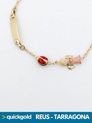 035-05-00407 PULSERA ORO 18K DE BEBE PLACA ANGEL