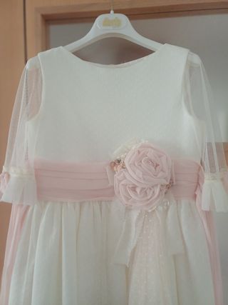 Vestido de Comunión Blanco y Rosa