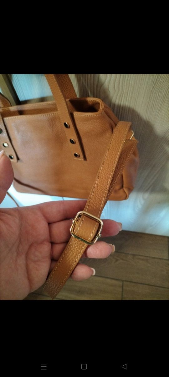 Borsa vera pelle cuoio con tracolla