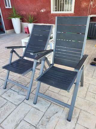 Par de sillones reclinables de aluminio