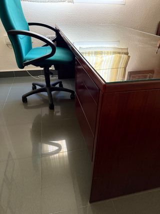 Mesa Escritorio Madera y Cristal 180x80X72cm