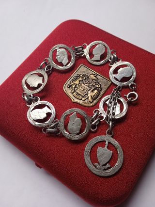Pulsera Plata Antigua .largo 21 cm.