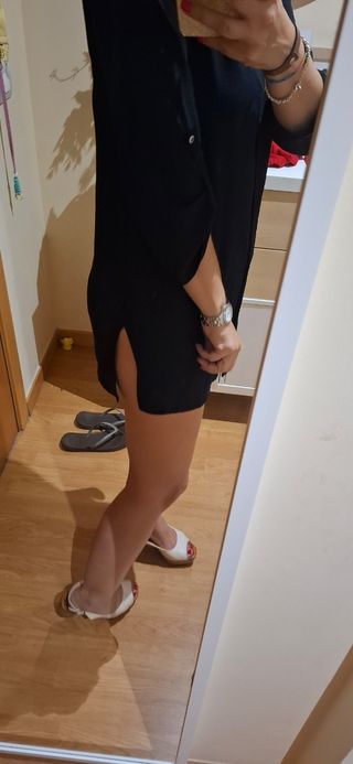 Camisa negra Prechhio T40 manga enrollable