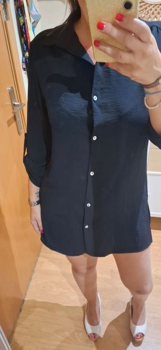 Camisa negra Prechhio T40 manga enrollable