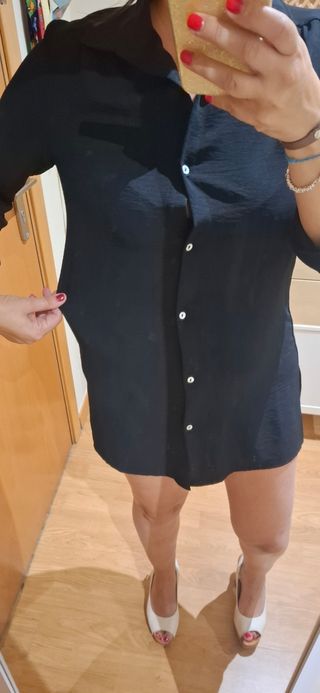 Camisa negra Prechhio T40 manga enrollable