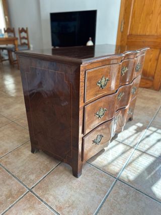 Cómoda antigua de madera con 3 cajones m