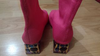 Botines rosas con tacón joya
