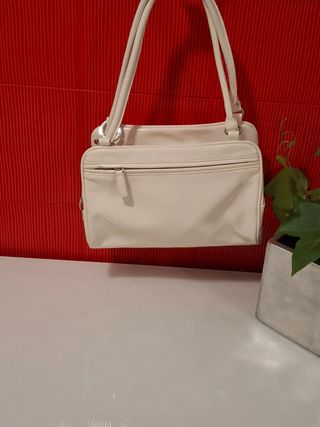 Bolso blanco retro, imitación charol