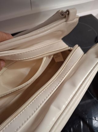 Bolso blanco retro, imitación charol
