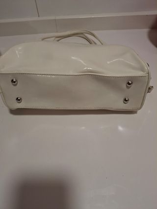 Bolso blanco retro, imitación charol