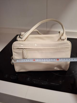 Bolso blanco retro, imitación charol