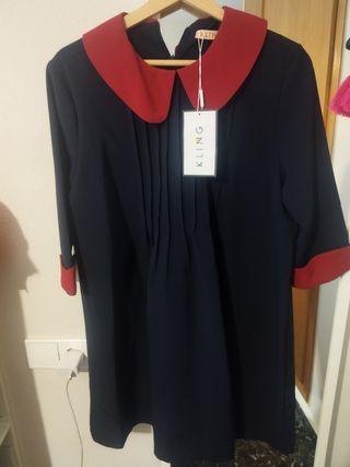 Vestido Kling azul y rojo talla S