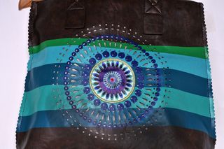 Borsa donna marrone e multicolor