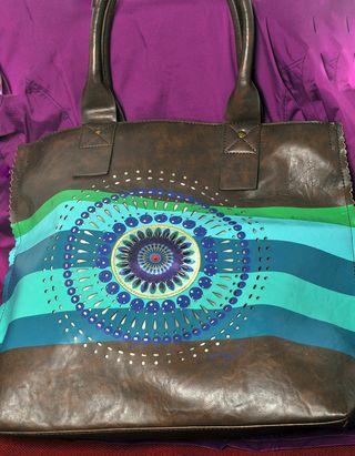 Borsa donna marrone e multicolor