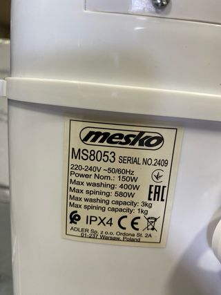 Máquina de Lavar e Centrifugar Mesko MS80