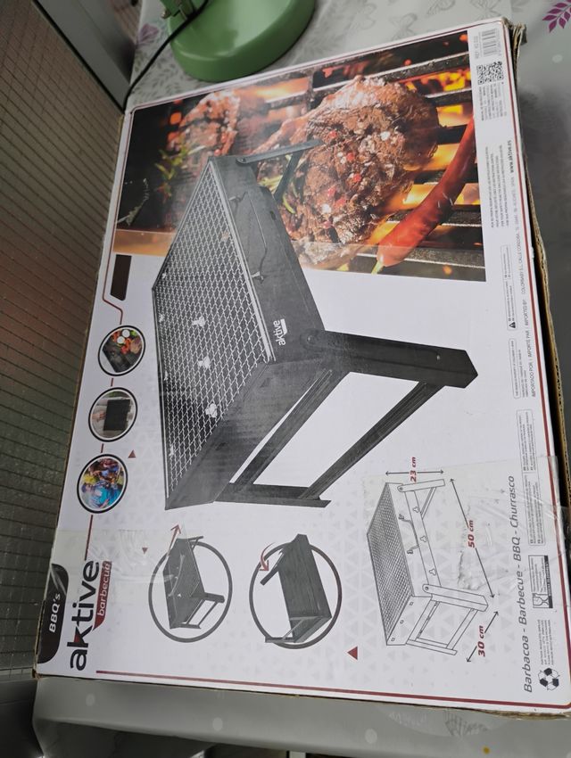 Barbacoa portátil y carbón