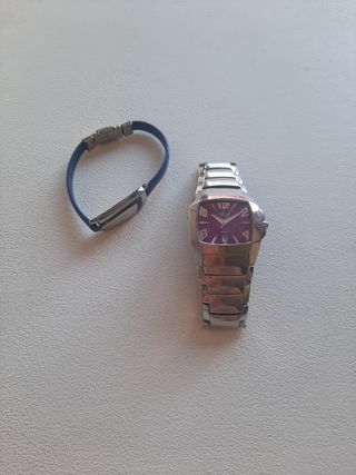Reloj Lotus Quartz morado y pulsera lotus azul