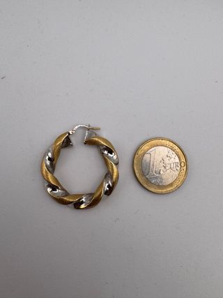 011-04-00365 ARGOLLAS BICOLOR RIZADAS ORO 18K