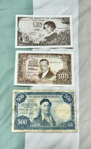 Lote 3 Billetes Pesetas España 100 y 500