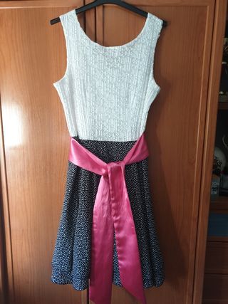Vestido corto blanco y negro