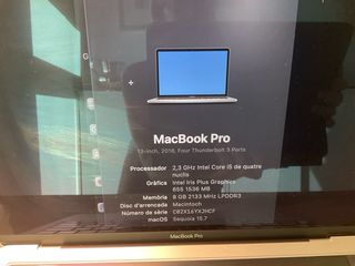 MacBook Pro 13 2018 8GB Plata,512GB